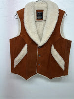 New Women’s Steerbrand Orange Leather Wool Vest XL Q-601