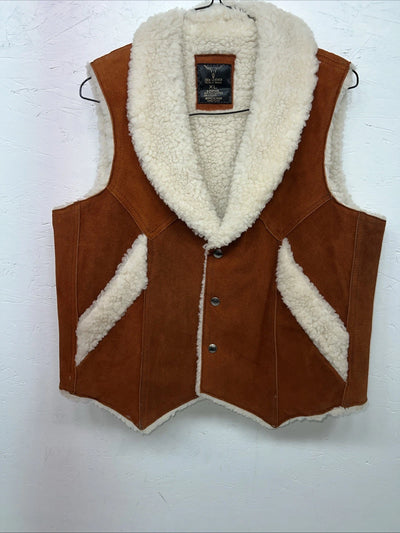 New Women’s Steerbrand Orange Leather Wool Vest XL Q-601