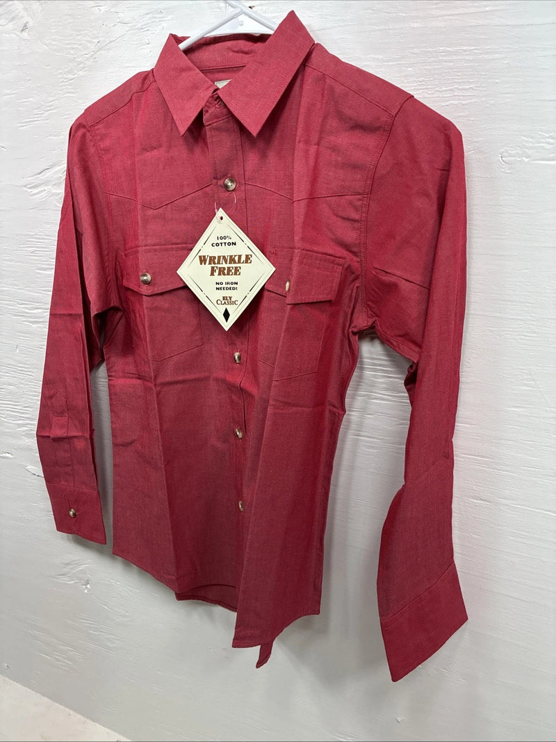 New Kids ELY Classic Pink Long Sleeve Button Up Size Medium DD-22