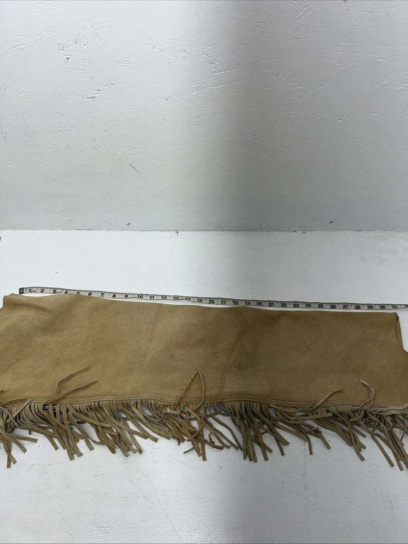 NOS Tan Show Chaps With Fringe Adjustable Waist 42” L-48