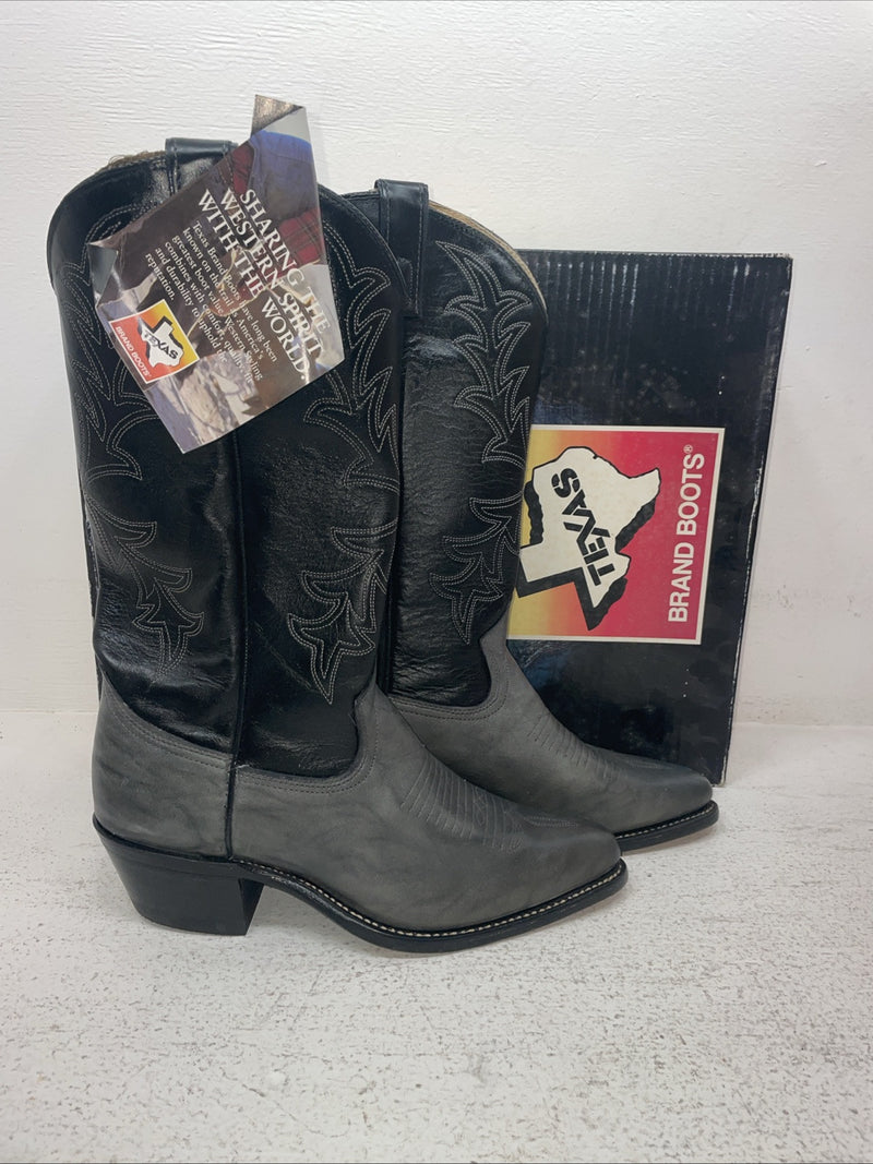 New Men’s Gray Texas Brand Cowboy Boots. 7920 8.5 8 1/2 D. 3-98