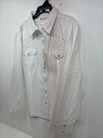 New Women’s Cumberland White Gem Long Sleeve Pearl Snap Size 1X KK-83