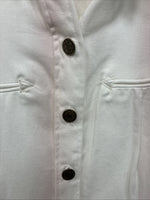 New Women’s Denum Jeans White Short Sleeve Button Up Medium YY-122