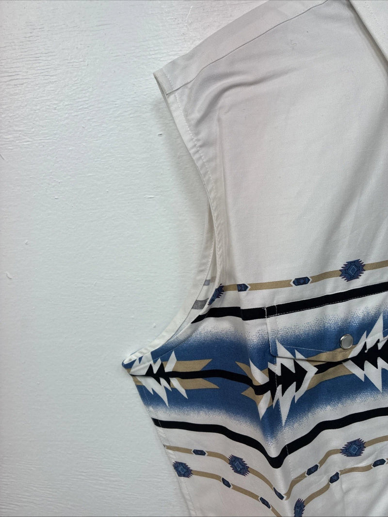 New Women’s Cumberland White Deign Short Sleeve Pearl Snap XL II-28