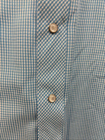 New Men’s White Horse Blue Checkered Long Sleeve Pearl Snap 2XL H-28