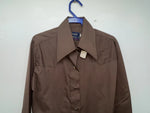 New Women’s Brown Panhandle Slim Long Sleeve Button Up Shirt #3334 3B-89