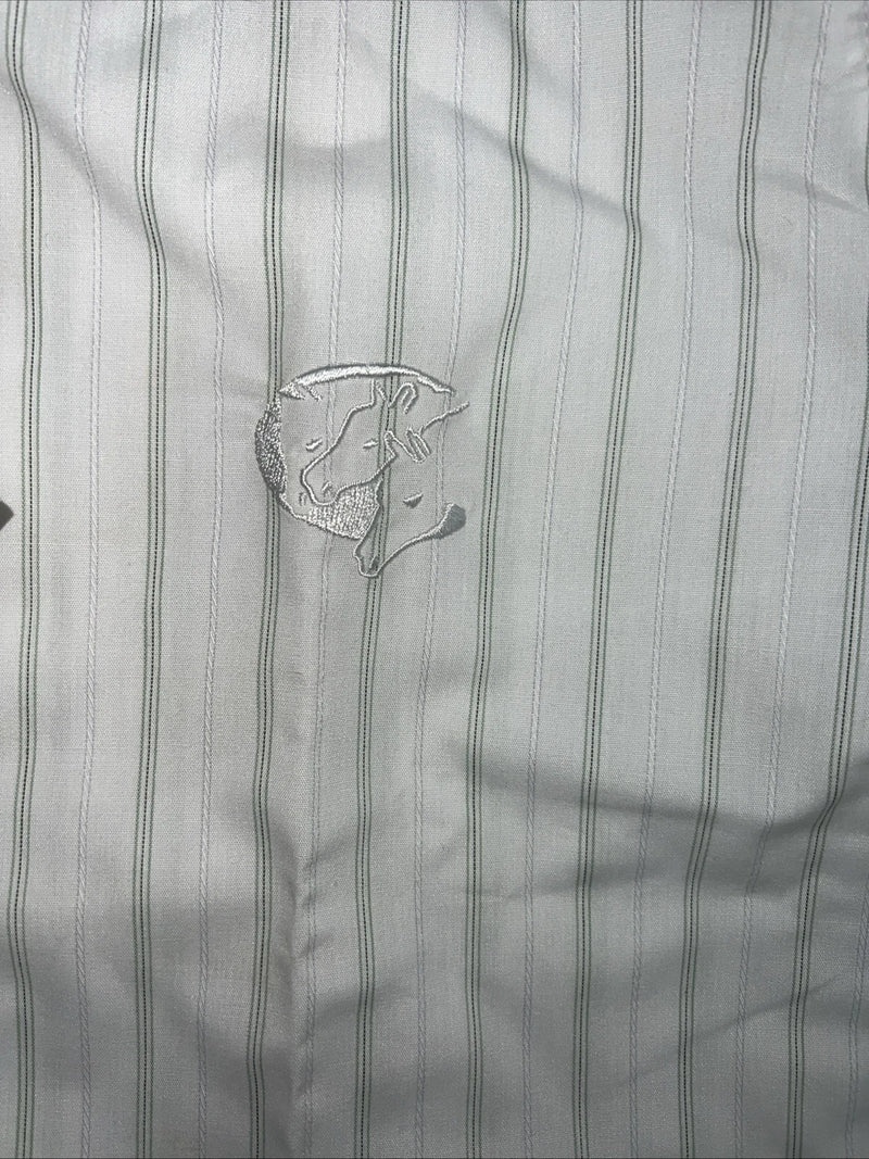 New Women’s Green Stripped On Course English Fitted Riding Shirt. Large G-20 