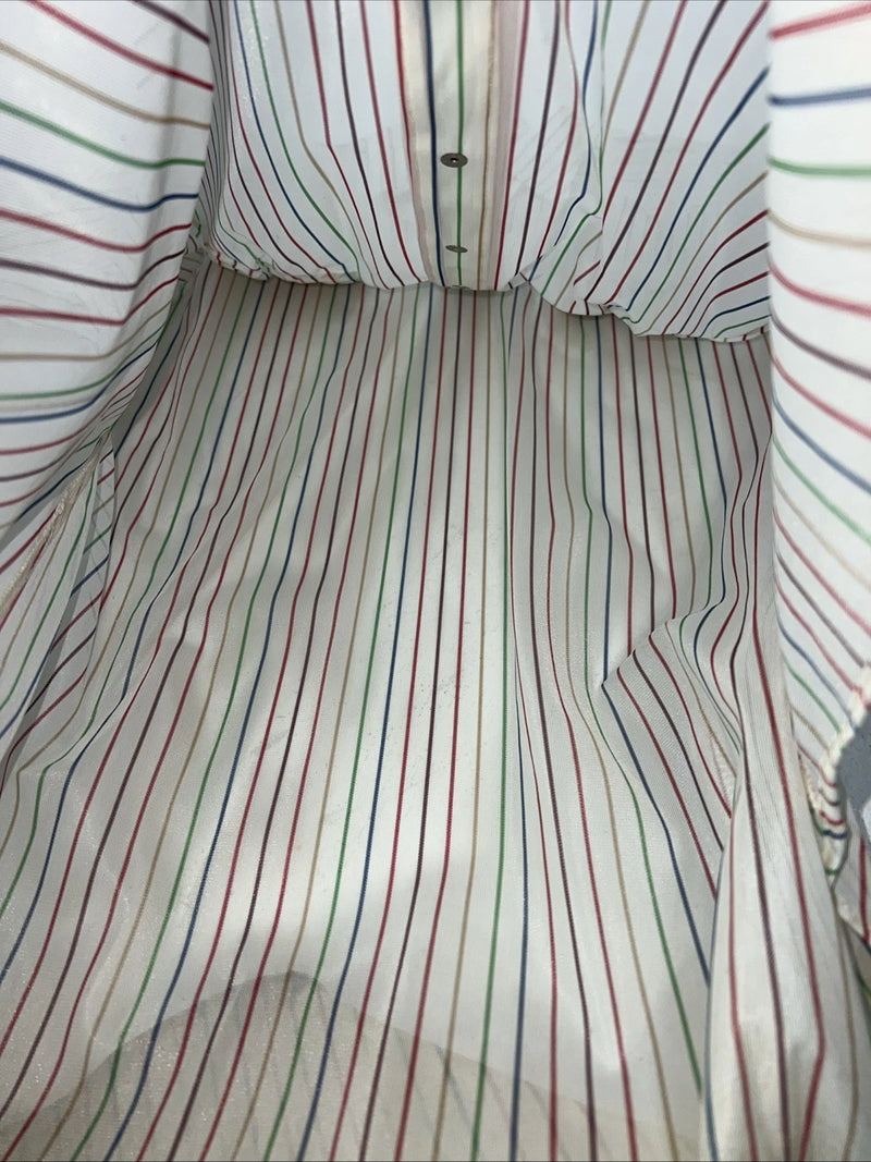 New Men’s Rainbow Striped Rockmount Ranchwear Pearl Snap Long Sleeve M I-39
