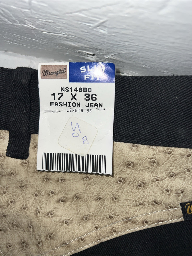 New Women’s Black Wrangler Fashion Jeans Slim Fit. 17x36 P-21