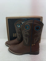 New Youth Brown DBL Barrel Cowboy Boots. 4476232 5.5 5 1/2. 2-98
