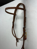 New Leather Tooled Tough 1 Browband Headstall Silver Buckles S-59