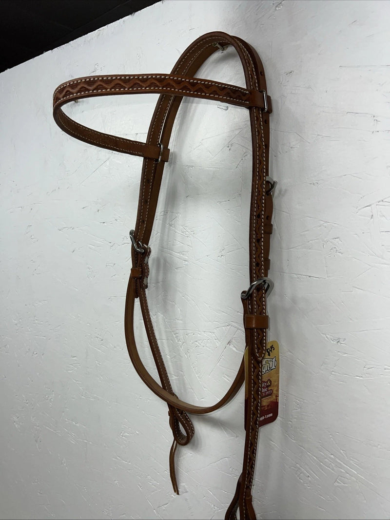 New Leather Tooled Tough 1 Browband Headstall Silver Buckles S-59