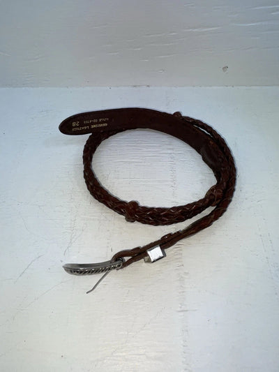 New Brown Genuine Leather Braided Rope 28” Belt #02/4703 JJ-48