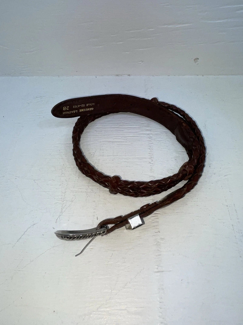 New Brown Genuine Leather Braided Rope 28” Belt #02/4703 JJ-48