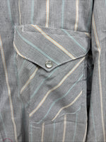 New men’s Mesquite Gray Stripe Long Sleeve Pearl Snap 16 Large F-70