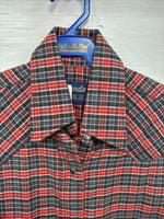 New Kids Panhandle Slim Red Plaid Long Sleeve Pearl Snap Size 10 CC-96