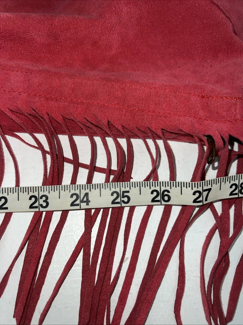 NOS Pink Show Chaps With Fringe Adjustable Waist 30” I-68