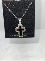 New Women’s Silver Strike Black 3D Cross Necklace N140 A-69