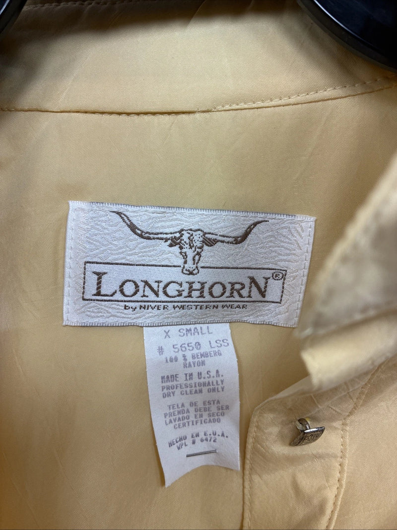 New Women’s Longhorn Yellow Short Sleeve Button Up Padded Shirt X-Small LL-71