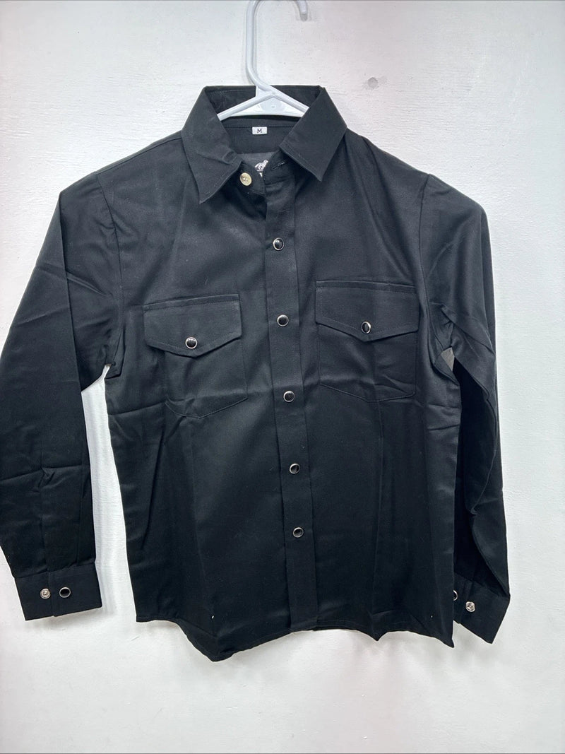 New Boys Western Express Black Long Sleeve Pearl Snap Medium DD-111