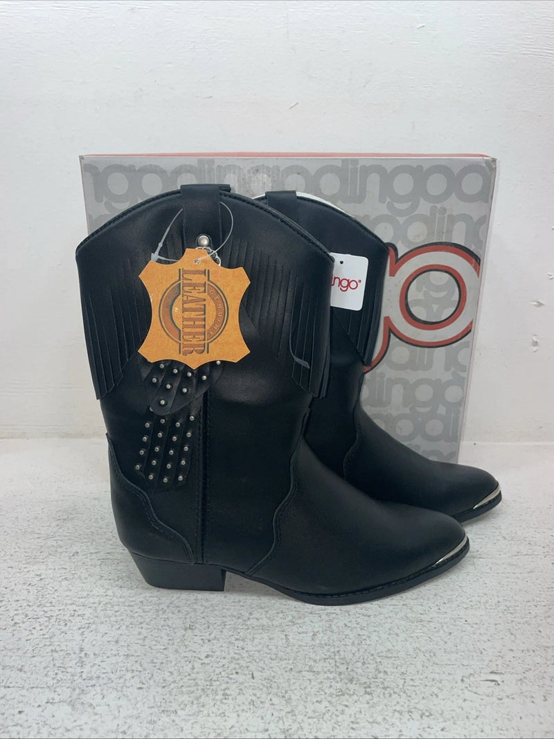 New Kids Black With Fringe Dingo Cowboy Boots. C 3220 4 D. 23-166