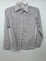 New Women’s Dan River Red Plaid Long Sleeve Pearl Snap Size 10 KK-45