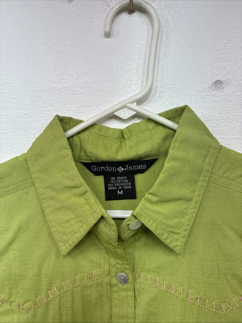 New Women’s Gordon James Green Short Sleeve Button Up Medium KK-19