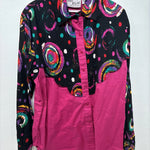 New Women’s Mine & Bills Pink Deigned Long Sleeve Button up Medium TT-119