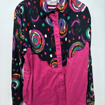 New Women’s Mine & Bills Pink Deigned Long Sleeve Button up Medium TT-119