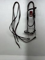 New Tough 1 Brown Nylon Browband Headstall With Bit Split Reins #42-7499 W-33