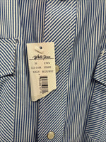 New Men’s White Horse Blue White Stripe Long Sleeve Pearl Snap 2XL H-58