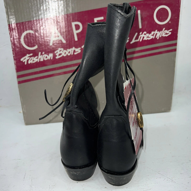 New Women’s Black Capezio Cowboy Boots With Fringe. L870 6 M. 20-85