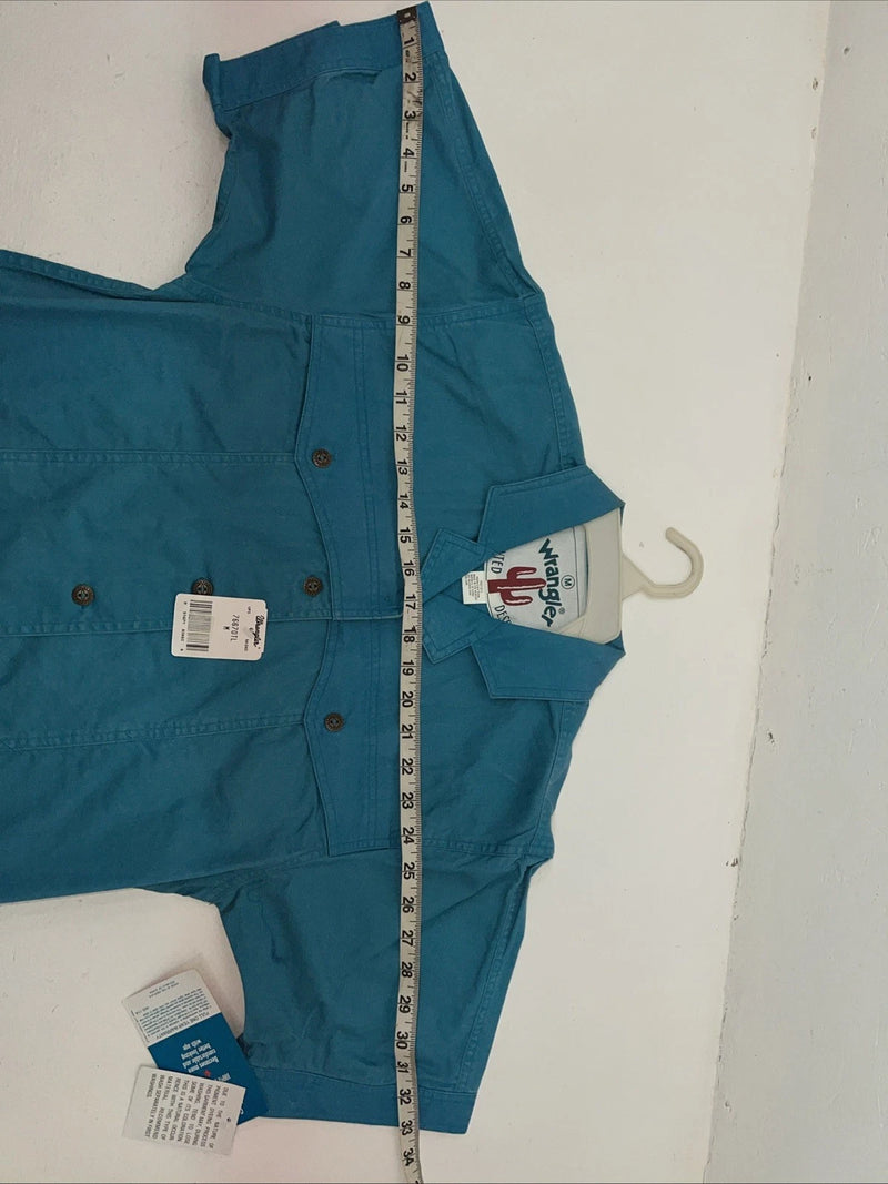New Women’s Blue Wrangler Short Sleeve Denim Button Up Shirt #76670 M 3C-44