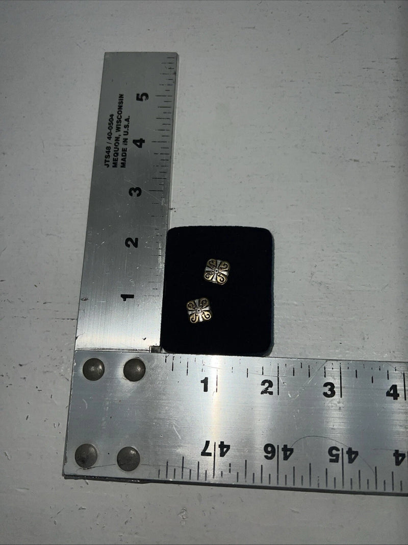 New Women’s Montana Silversmiths Gold Small Square Earrings. ER355 A-12