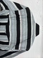 New Men’s San Angelo Gray Black Stripe Short Sleeve Button Up Medium CC-16