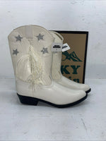 New Women’s White With Fringe Smoky Mountain Cowboy Boots. 1057 J 7 M. 18-47