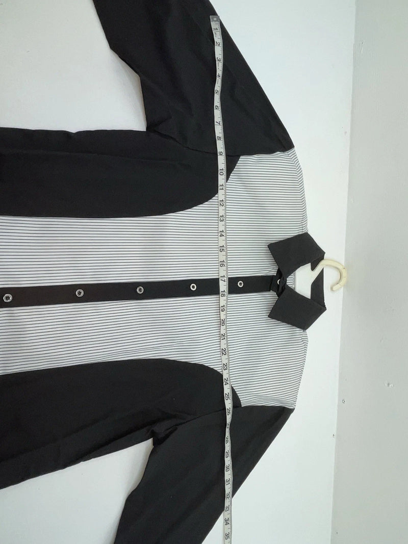 New Women’s Black White Cowboy Threads Longsl Sleeve Button Up Shirt M 3B-50