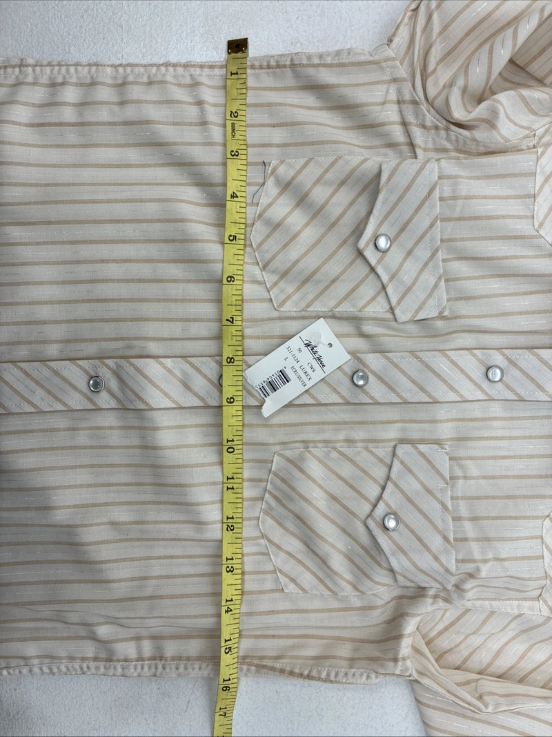 New Kids White Horse Gold Stripe Long Sleeve Pearl Snap Large MM-17