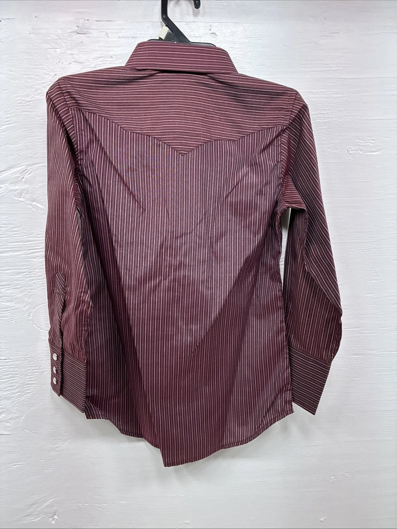 New Kids White Horse Purple Stripe Long Sleeve Pearl Snap Medium DD-21