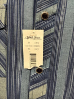 New Men’s White Horse Blue Green Stripe Long Sleeve Pearl Snap XL H-66