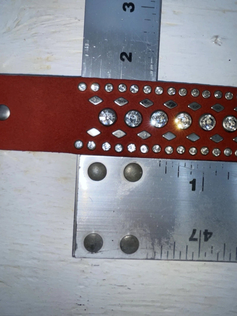 New Red Genuine Leather Nocona Silver Bling M Belt #N3432604 Z-101