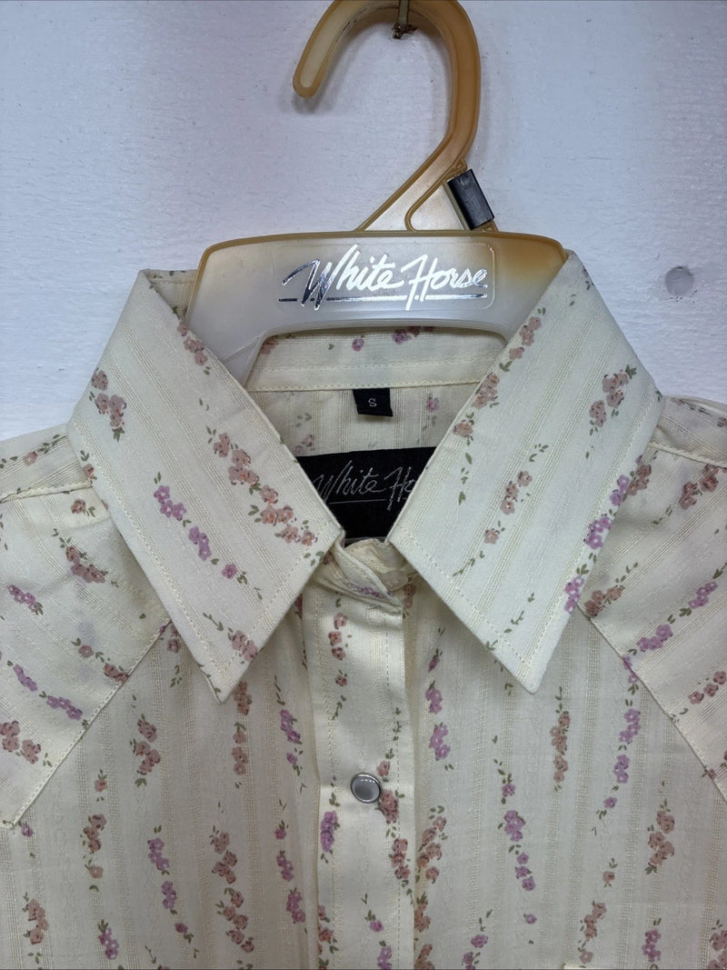 New Women’s White Horse Yellow Floral Long Sleeve Floral Small DD-96