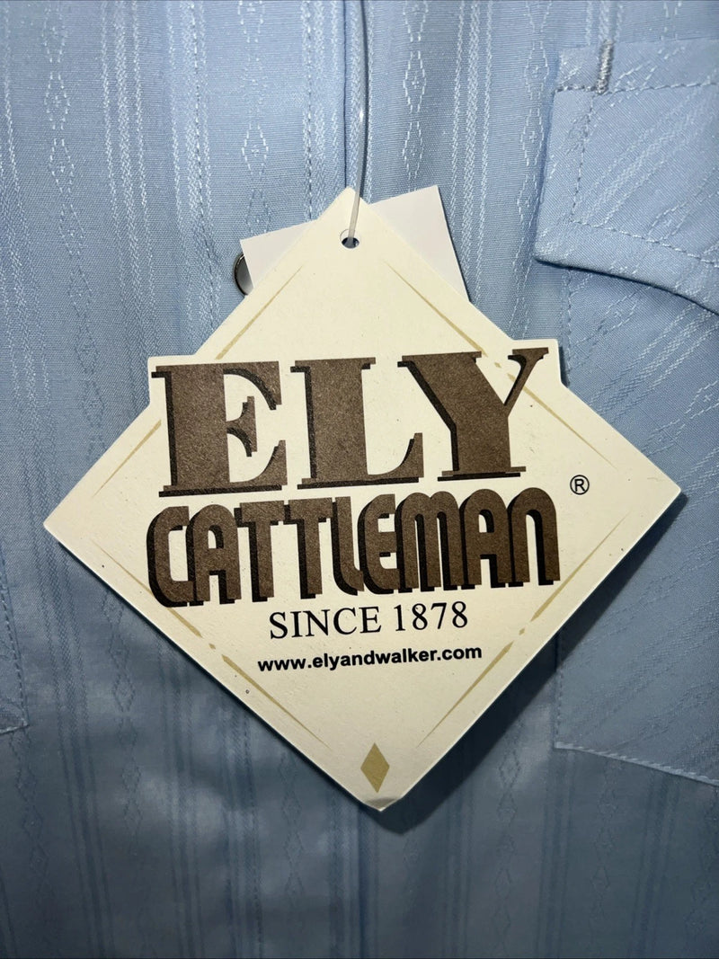 New Men’s Blue ELY cattleman Pearl Snap Long Sleeve Shirt. 15.5x33 M I-28