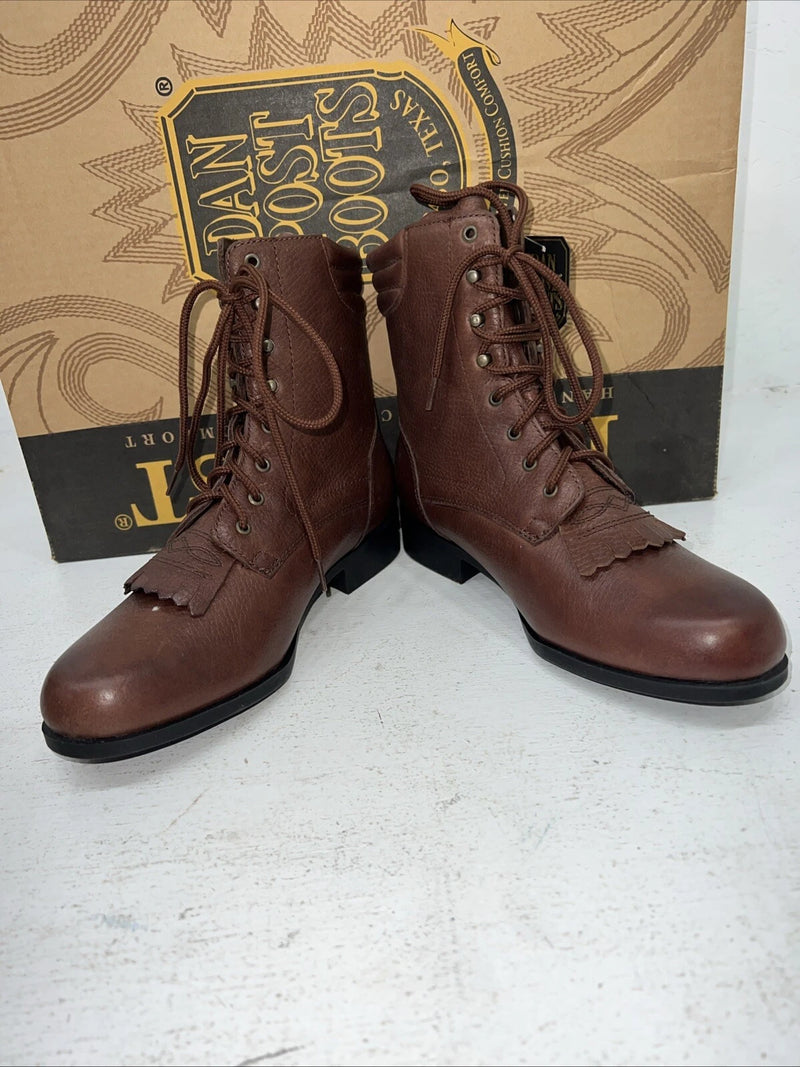 New Women’s Brown Lace Up Dan Post Acme Cowboy Boots. 00852 6.5 6 1/2 M. 18-14