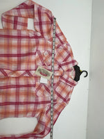 New Women’s Pink Plaid Cumberland Outfitters Long Sleeve Button Up Shirt L 3B-20