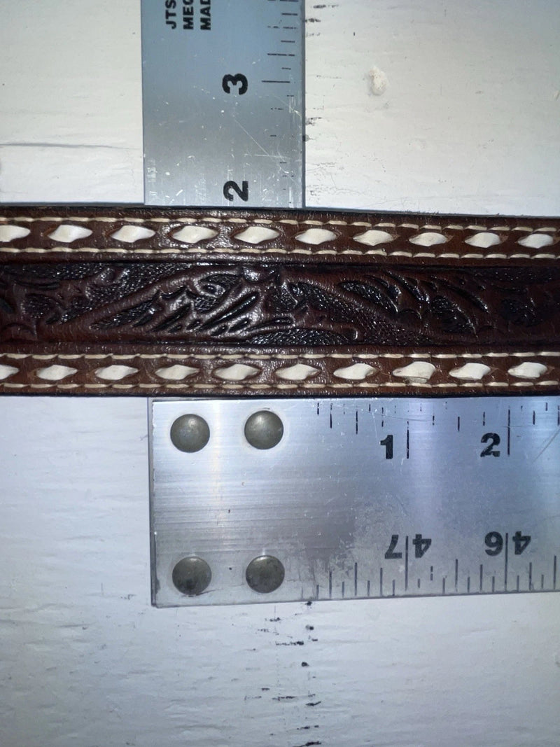 New Brown Genuine Leather Wright Tooled 28” Belt #10160 NN-2