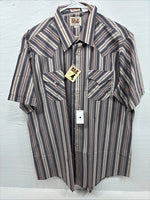 New Men’s ELY Cattleman Multiple Color Strip Short Sleeve Pearl Snap XL J-36