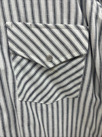 New Men’s Champion Western Gray Stripe Long Sleeve Pearl Snap 16 Large V-110