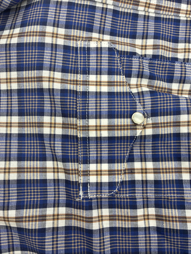 New Men’s Mesquite Blue Flannel Long Sleeve Peal Snap 3XL E-57