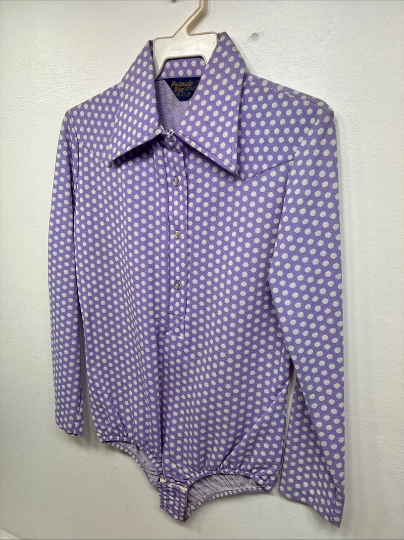 New Women’s Panhandle Slim Purple Body Suit Long Sleeve Button Up Medouk LL-64